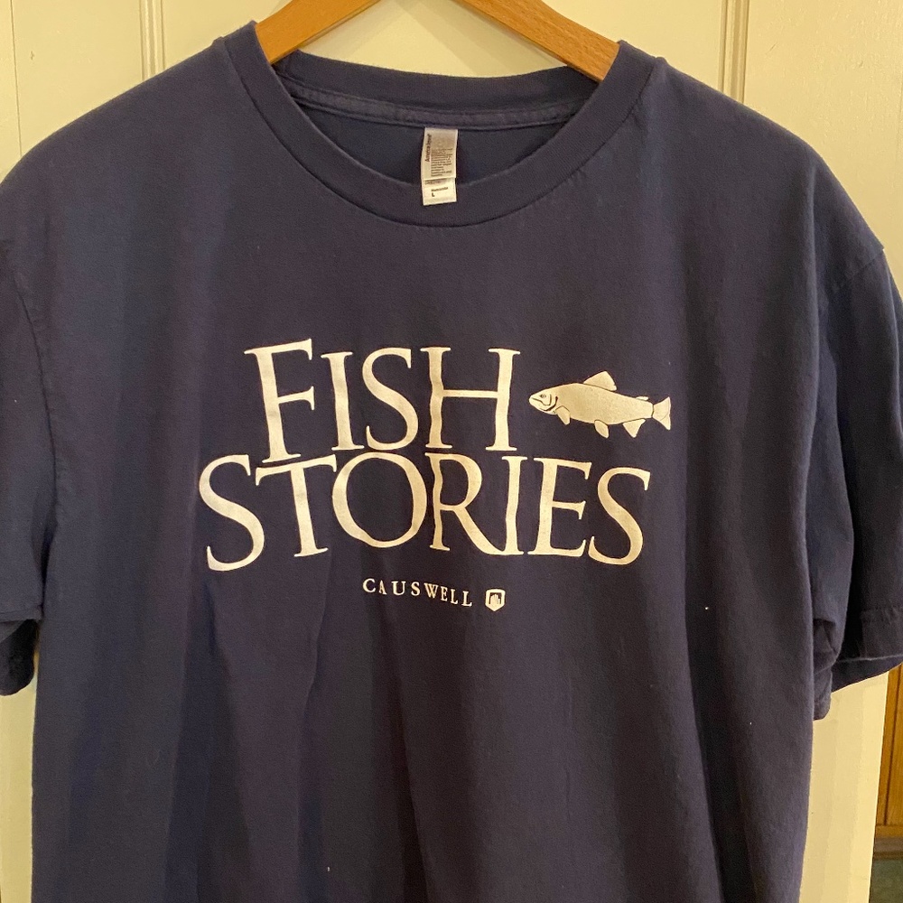 Men's Navy Fish Stories t-shirt Large